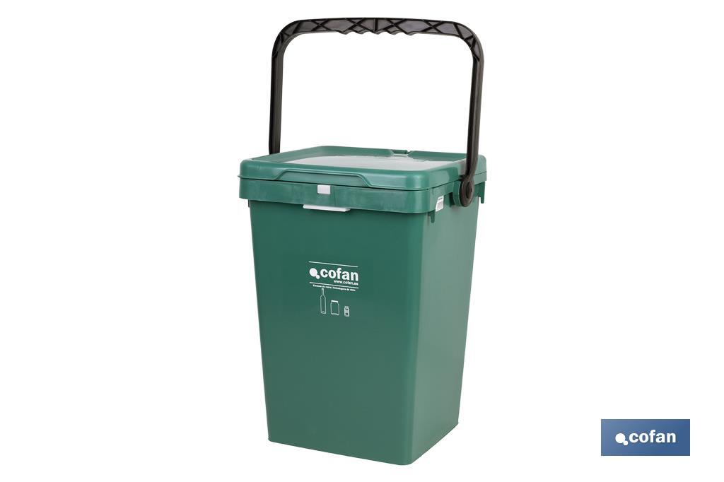 CONTENEDOR VERDE PARA VIDRIO  MODELO ZIRCONIO 25L. (PACK: 1 UDS)