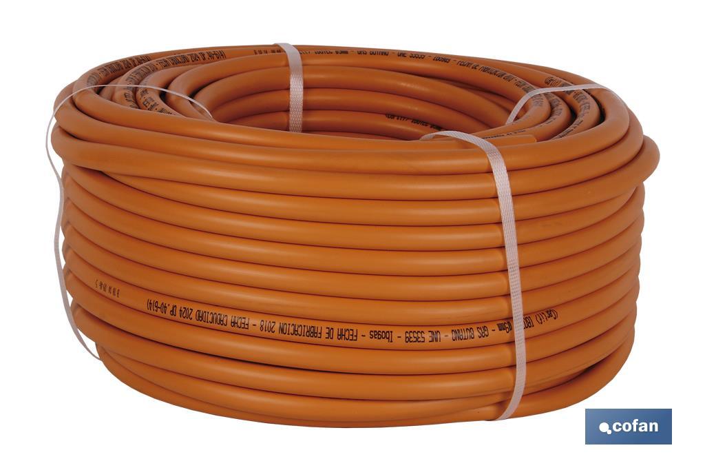 TUBO GAS FLEXIBLE NARANJA UNE 53539 Ø8X60M