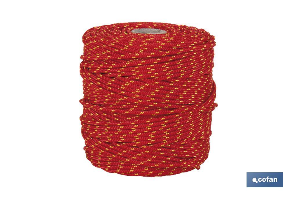 CORDÓN TRENZADO HIPPIE ROJO/AMARILLO 3MM X 25 M (PACK: 1 UDS)