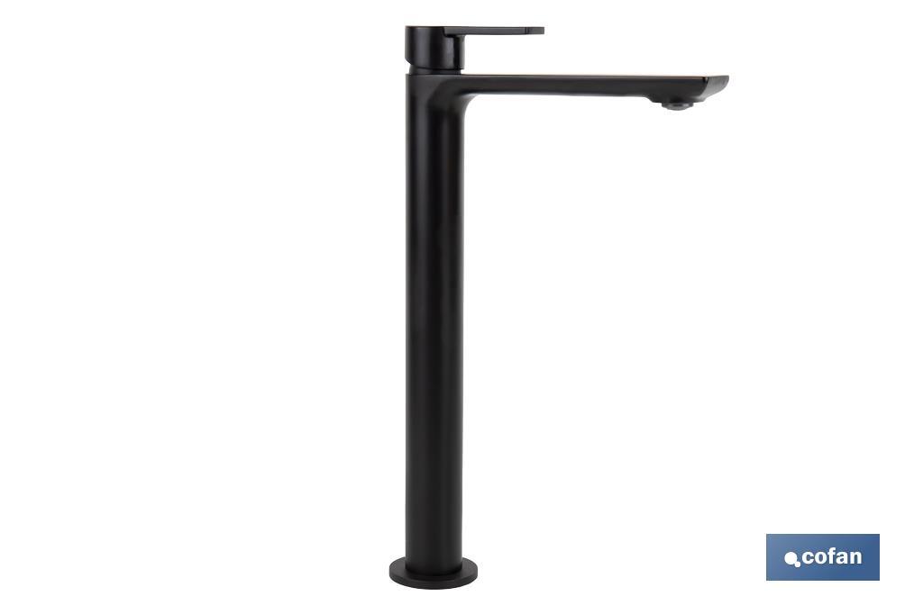 GRIFO ALTO MONOMANDO PARA LAVABO NEGRO MATE MODELO KERCH  25mm (PACK: 1 UDS)