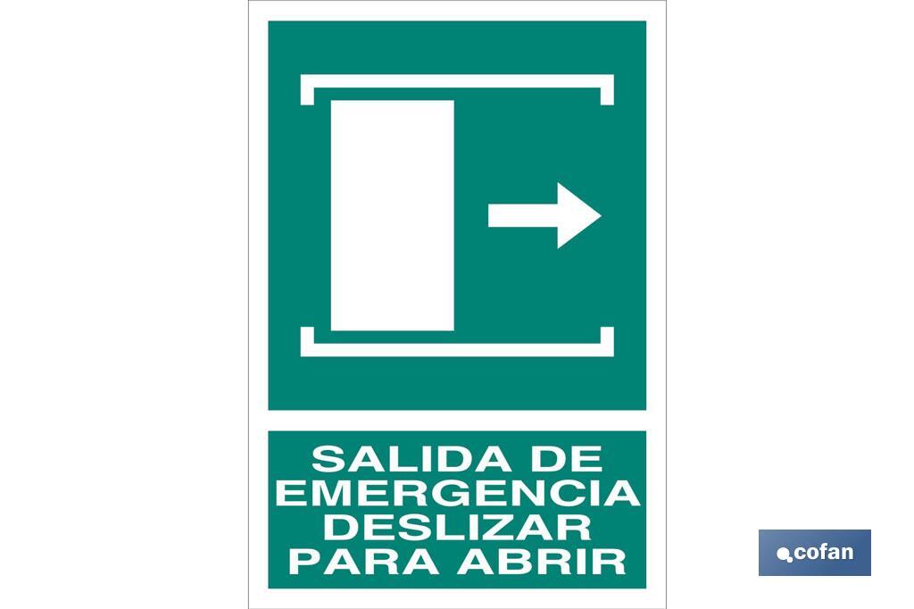 Salida de Emergencia Deslizar para Abrir