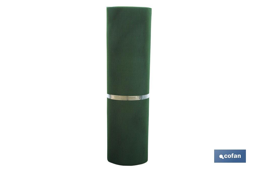 Malla de plástico | Hueco cuadrado de 5 mm | Color verde | Medida: 1 x 25 m