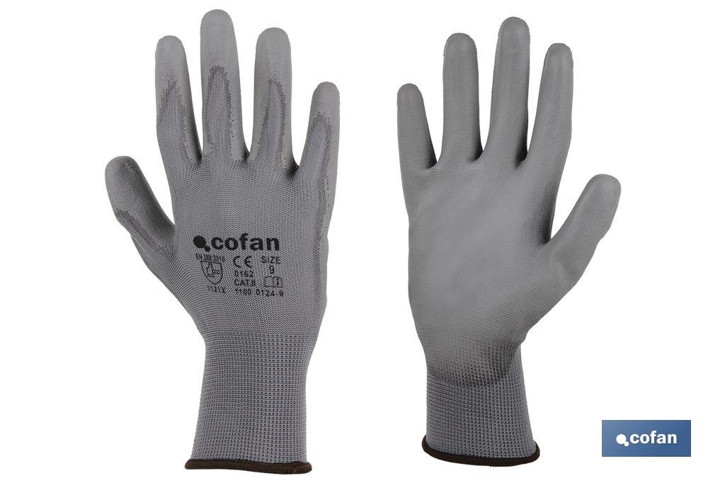 Guantes Soporte de Nylon Impregnados Gris (100% Nylon)