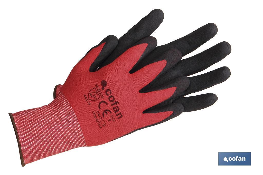 Guante Impregnado Sandy Coating Rojo/Negro