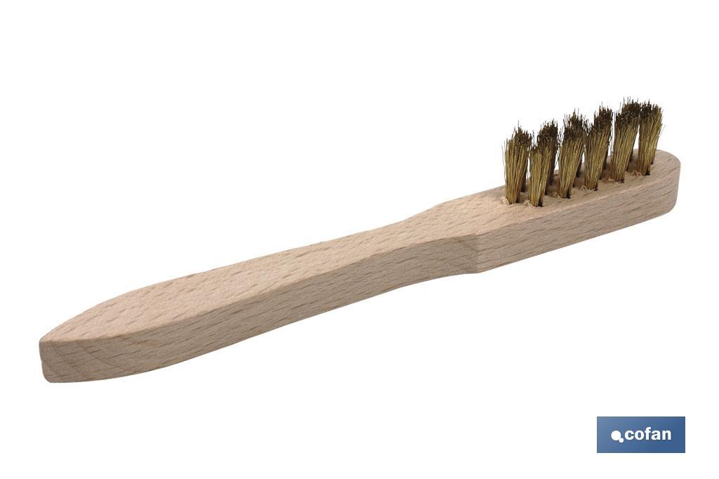 Cepillo de alambre latonado para bujías| 3 filas de alambre | Longitud: 150 mm
